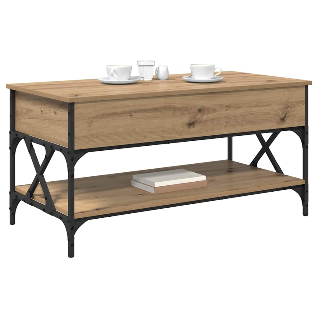 vidaXL Salontafel Artisan Eiken 100 x 50 x 50 cm Bewerkt hout