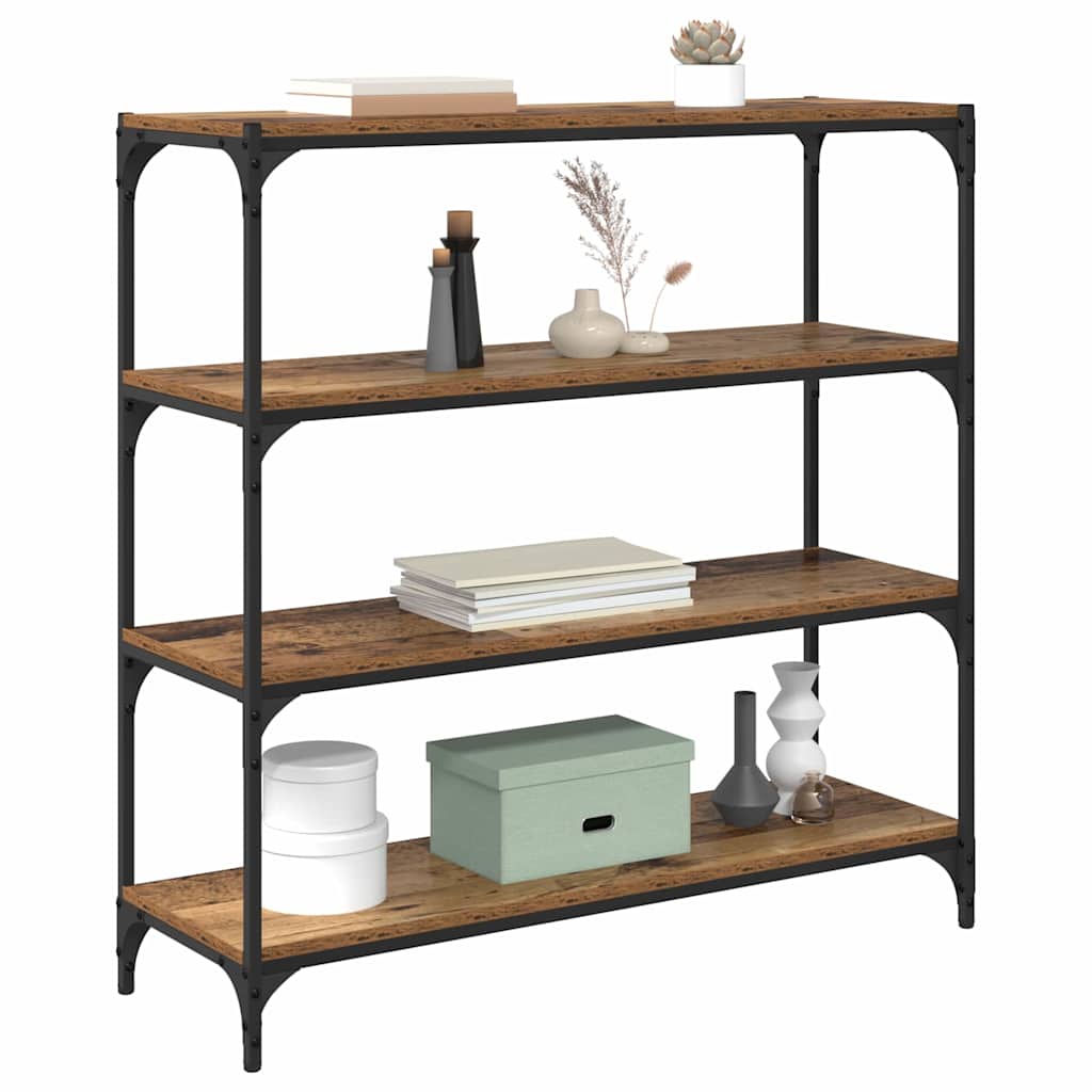 vidaXL Boekenkast Oud Hout 100 x 33 x 100 cm Gemonteerd hout en ijzer