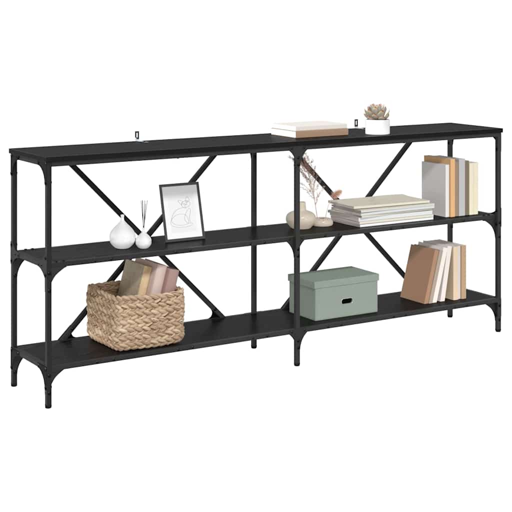 vidaXL Wandtafel met plank met opslag Zwart Eiken 180 x 30 x 75 cm