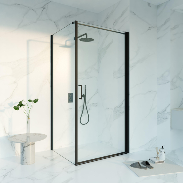 Fortifura Galeria Douchecabine - 90x180x200 - Profiel veiligheidsglas - anti kalk - mat zwart SW1122486/SW797920/SW797905