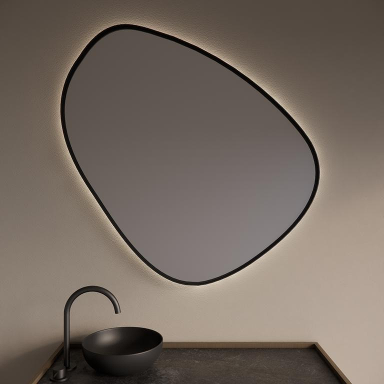 Gliss Design Spiegel  Fenix met Indirecte LED Verlichting en Verwarming 100cm Mat Zwart
