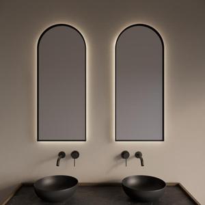 Gliss Design Spiegel  Delta met Indirecte LED Verlichting en Verwarming 40x100cm Mat Zwart