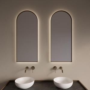 Gliss Design Spiegel  Delta met Indirecte LED Verlichting en Verwarming 40x100cm Mat Goud