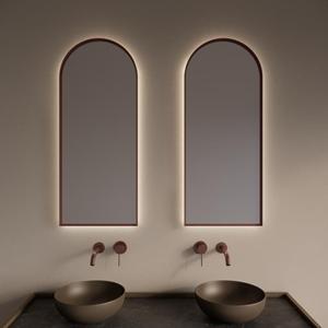 Gliss Design Spiegel  Delta met Indirecte LED Verlichting en Verwarming 40x100cm Koper Rose