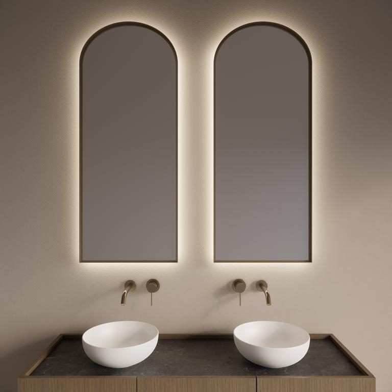 Gliss Design Spiegel  Delta met Indirecte LED Verlichting en Verwarming 50x120cm Mat Goud