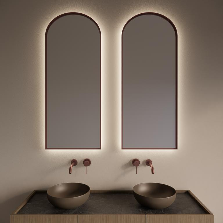 Gliss Design Spiegel  Delta met Indirecte LED Verlichting en Verwarming 50x120cm Koper Rose