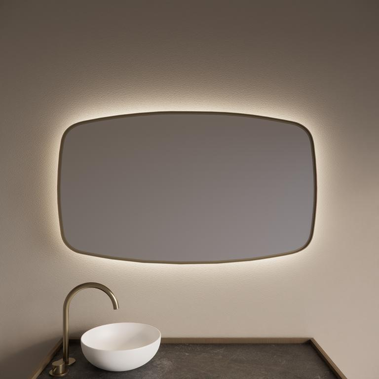 Gliss Design Spiegel  Epos met Indirecte LED Verlichting en Verwarming 140x70cm Mat Goud