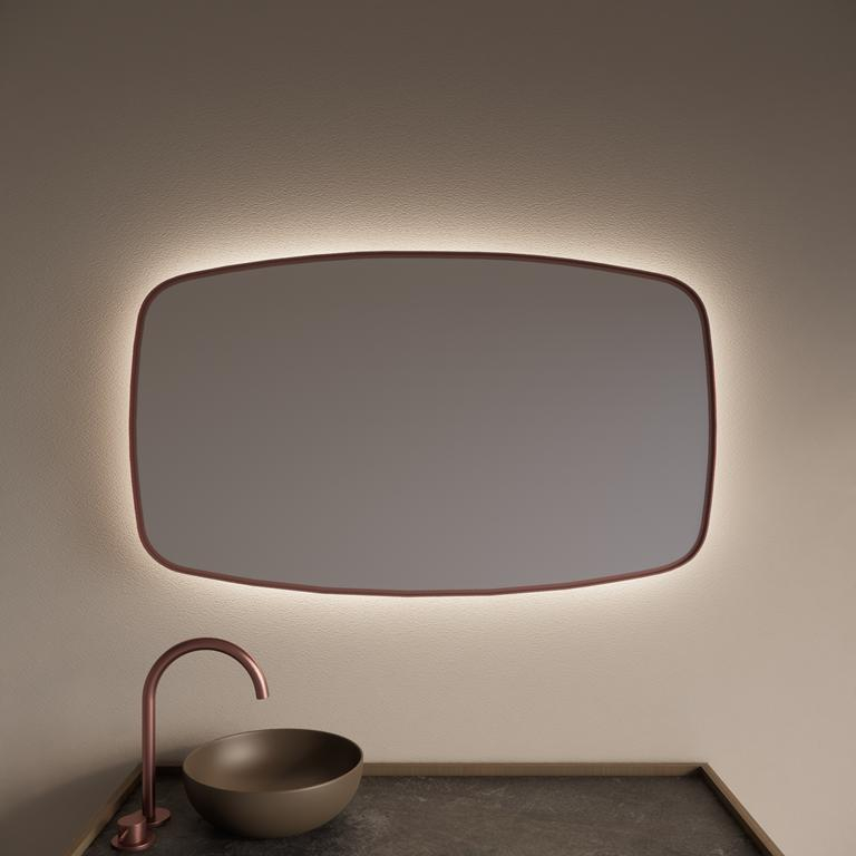 Gliss Design Spiegel  Epos met Indirecte LED Verlichting en Verwarming 140x70cm Koper Rose