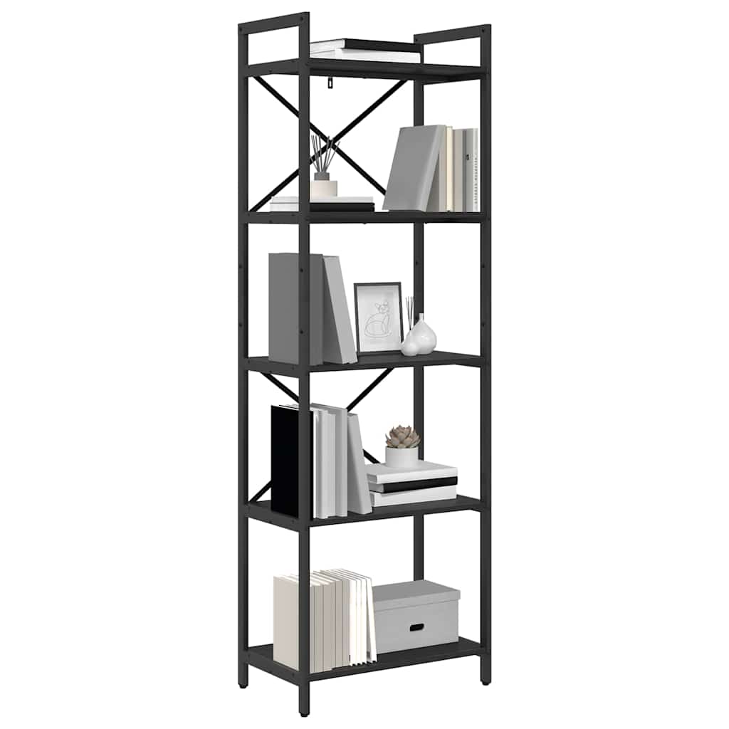 vidaXL Boekenkast Zwart Eiken 56 x 34 x 171 cm Bewerkt hout