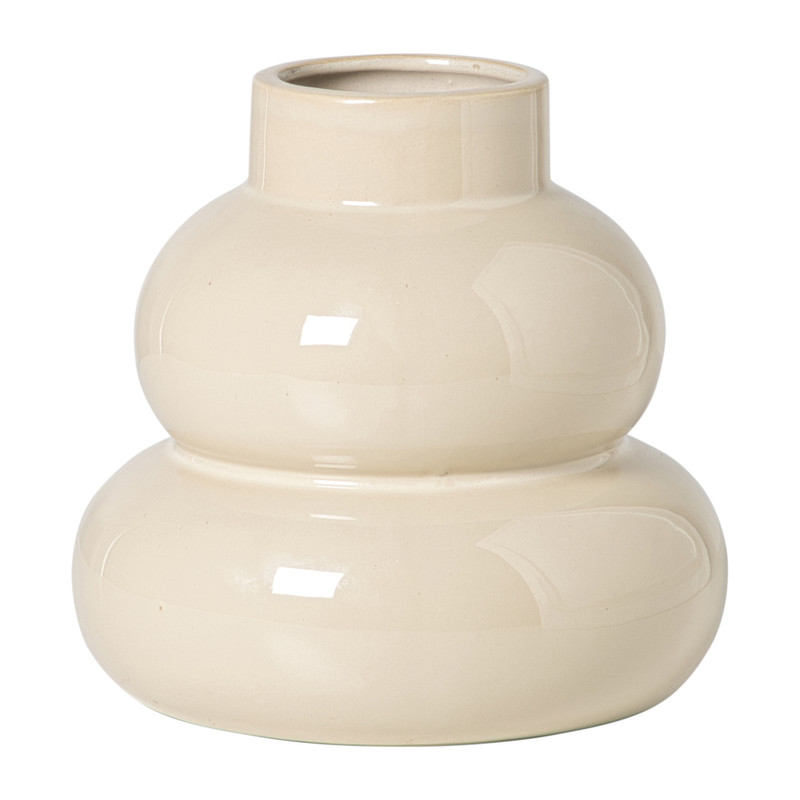 Xenos Vaas tweelaags - beige - ø16x17 cm