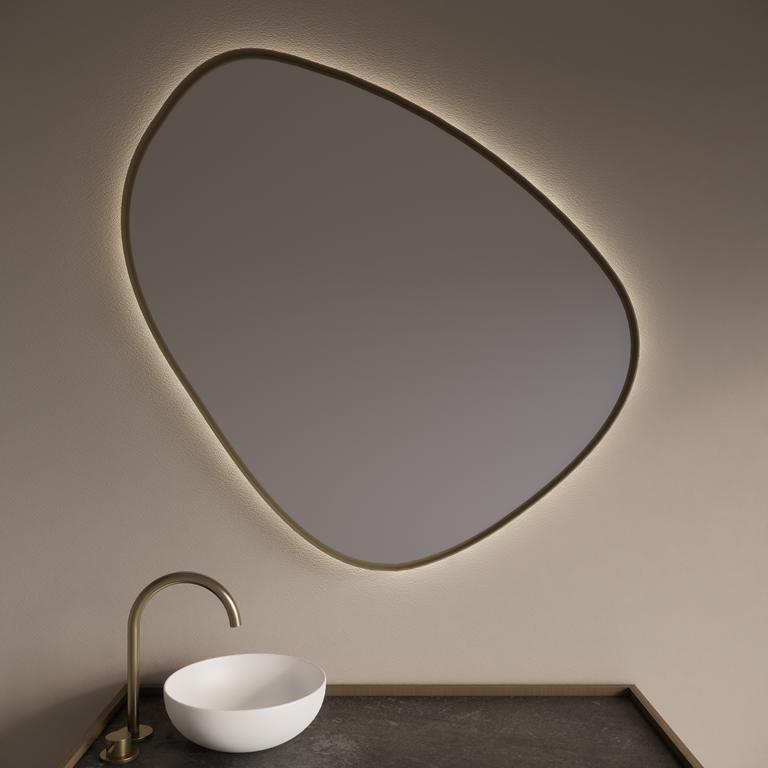 Gliss Design Spiegel  Fenix met Indirecte LED Verlichting en Verwarming 140cm Mat Goud