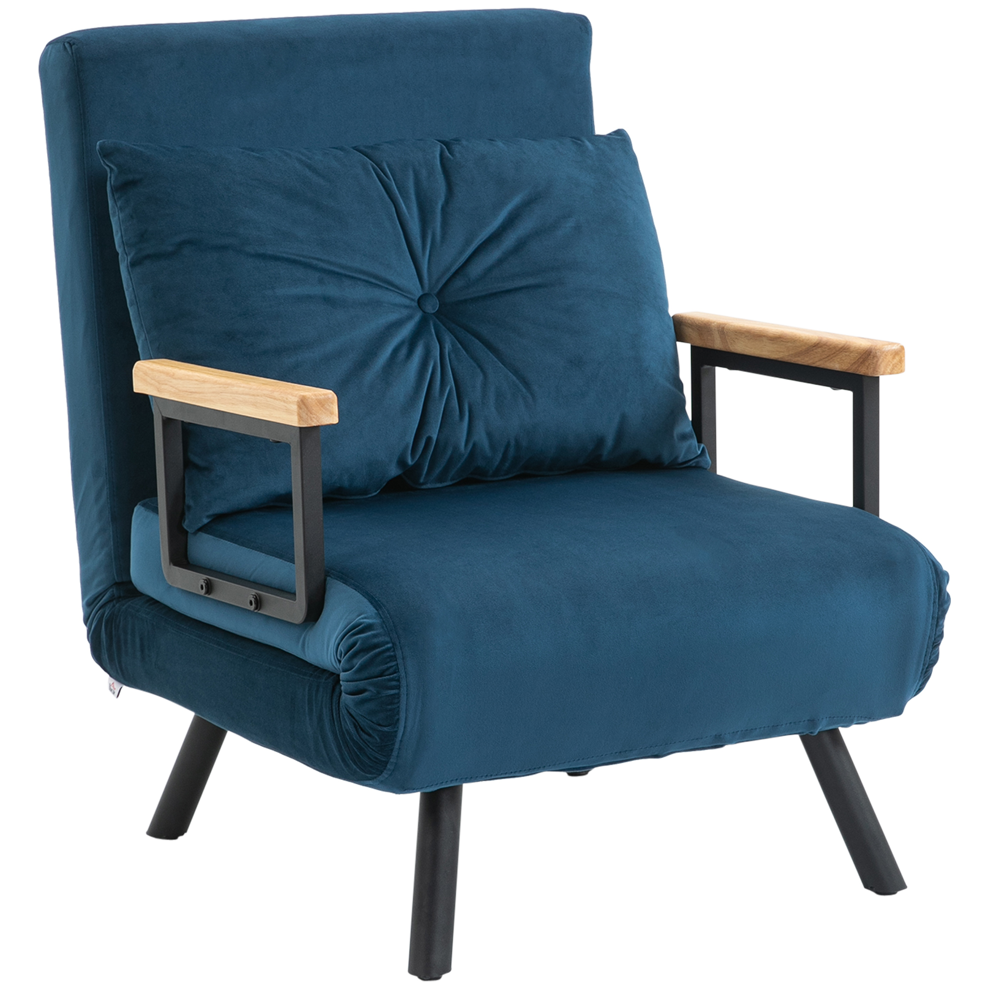 HOMCOM slaapfauteuil, luxe fluweel, ligfunctie, ergonomisch ontwerp, stevig en comfortabel, 63 x 73 x 81 cm, blauw | Aosom.nl