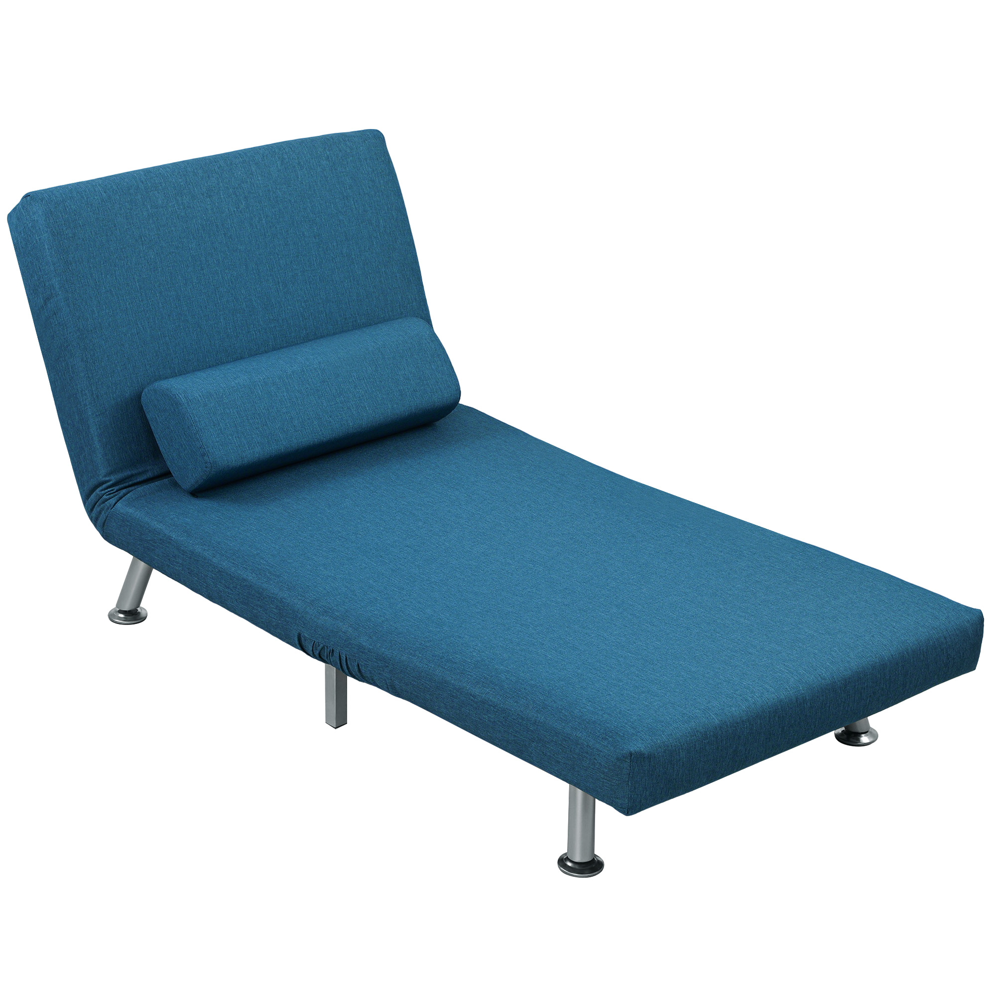 HOMCOM Opklapbare stoel met bedfunctie, opklapbare relaxstoel in linnen-look, verstelbare rugleuning, 75 x 70 x 75 cm, Blauw