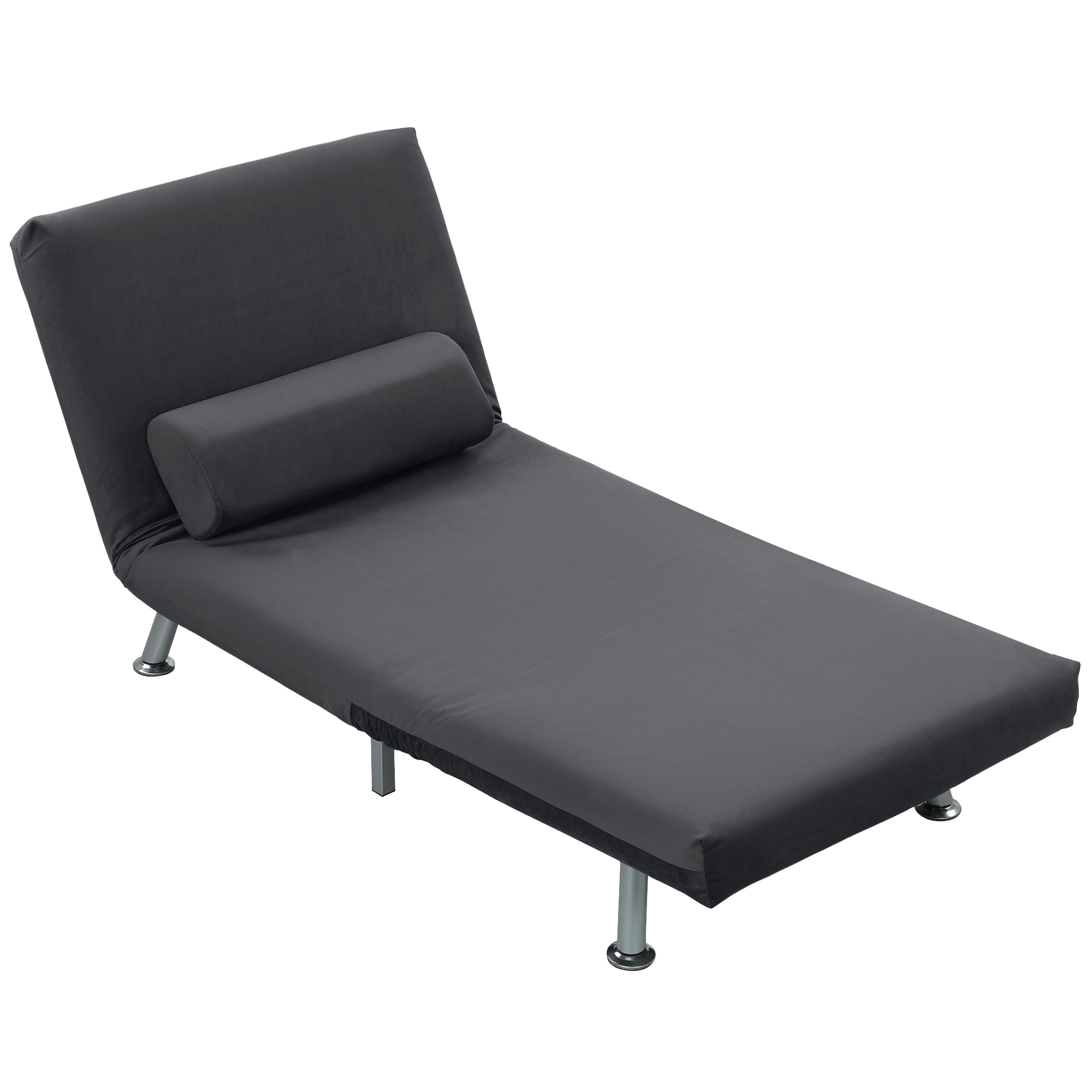 HOMCOM Opklapbare stoel met bedfunctie, opvouwbare relaxstoel in velvet-look, Verstelbare rugleuning, 75 x 70 x 75 cm, Donkergrijs