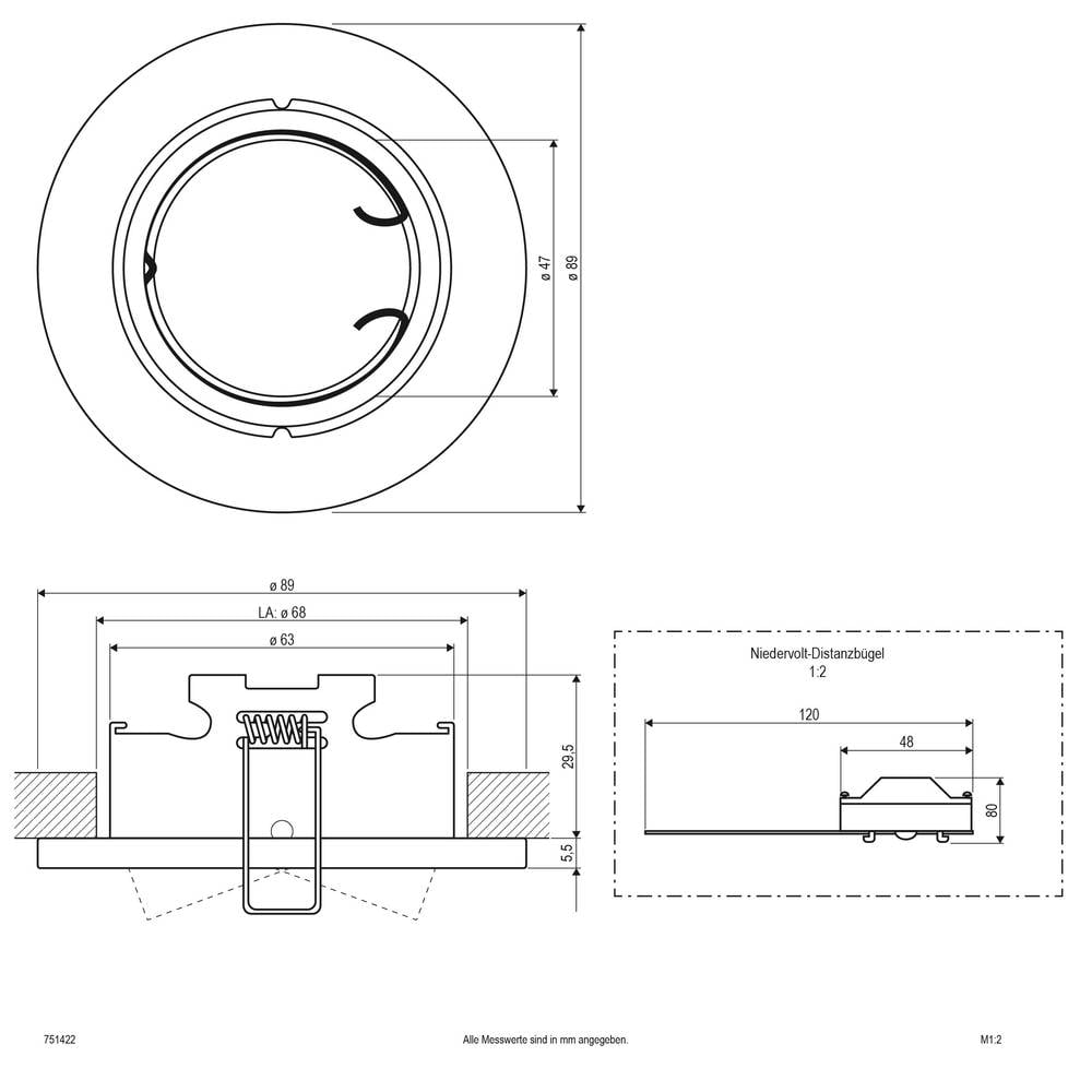 EVN 751422 751422 Inbouwring Halogeen Zonder 50 W Messing