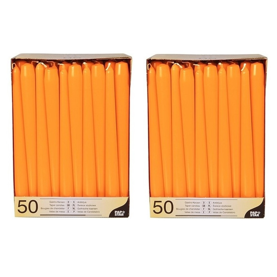 Conpax Candles 100x Oranje dinerkaarsen 25 cm -