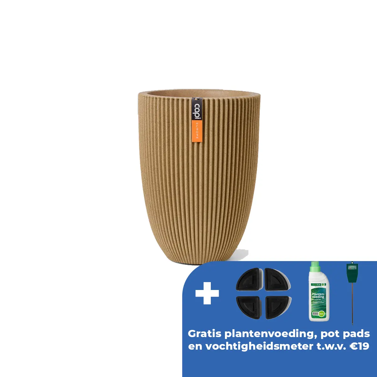 Capi Europe Vaas elegant groove d34h46cm beige