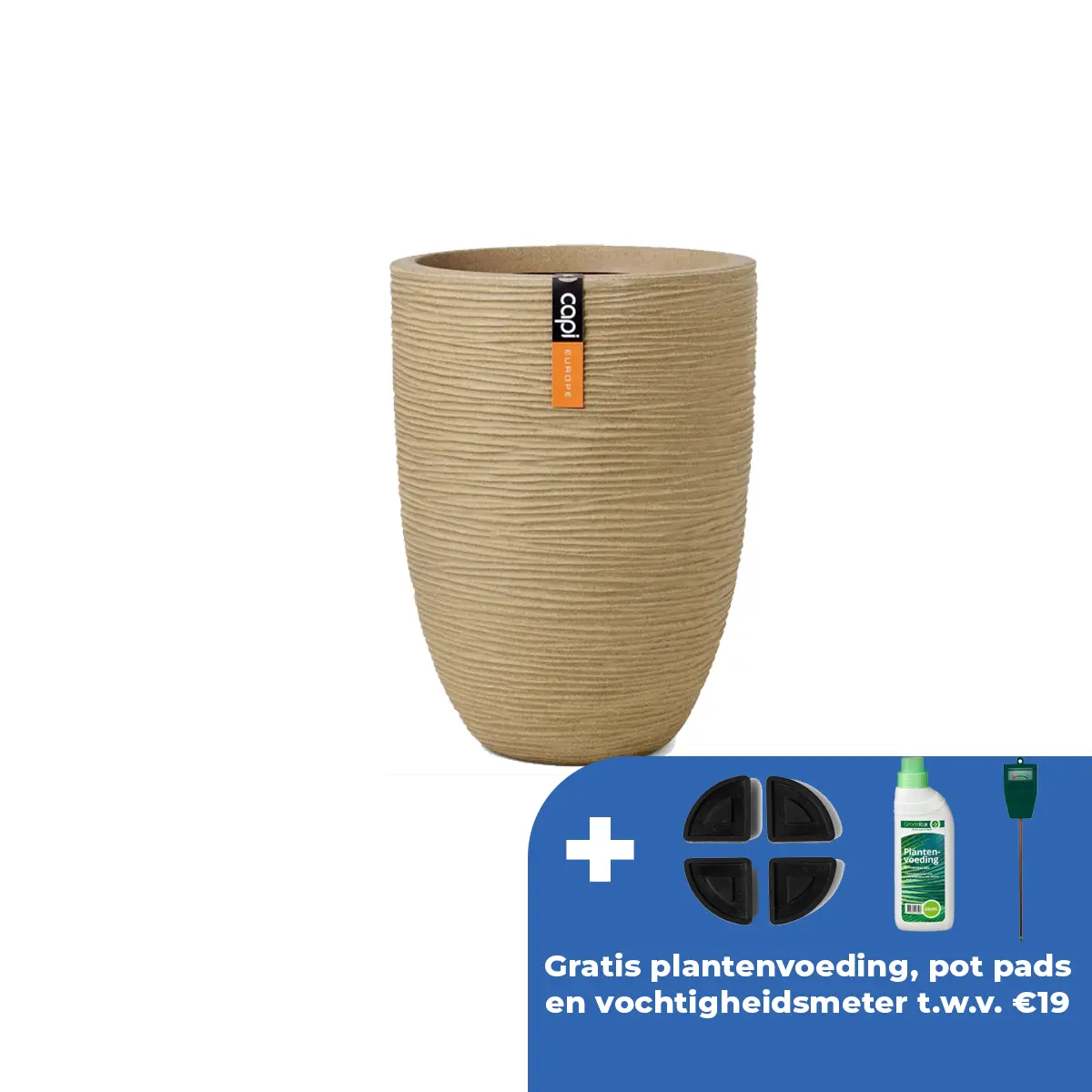 Capi Europe Vaas elegant rib nl d46h58cm beige