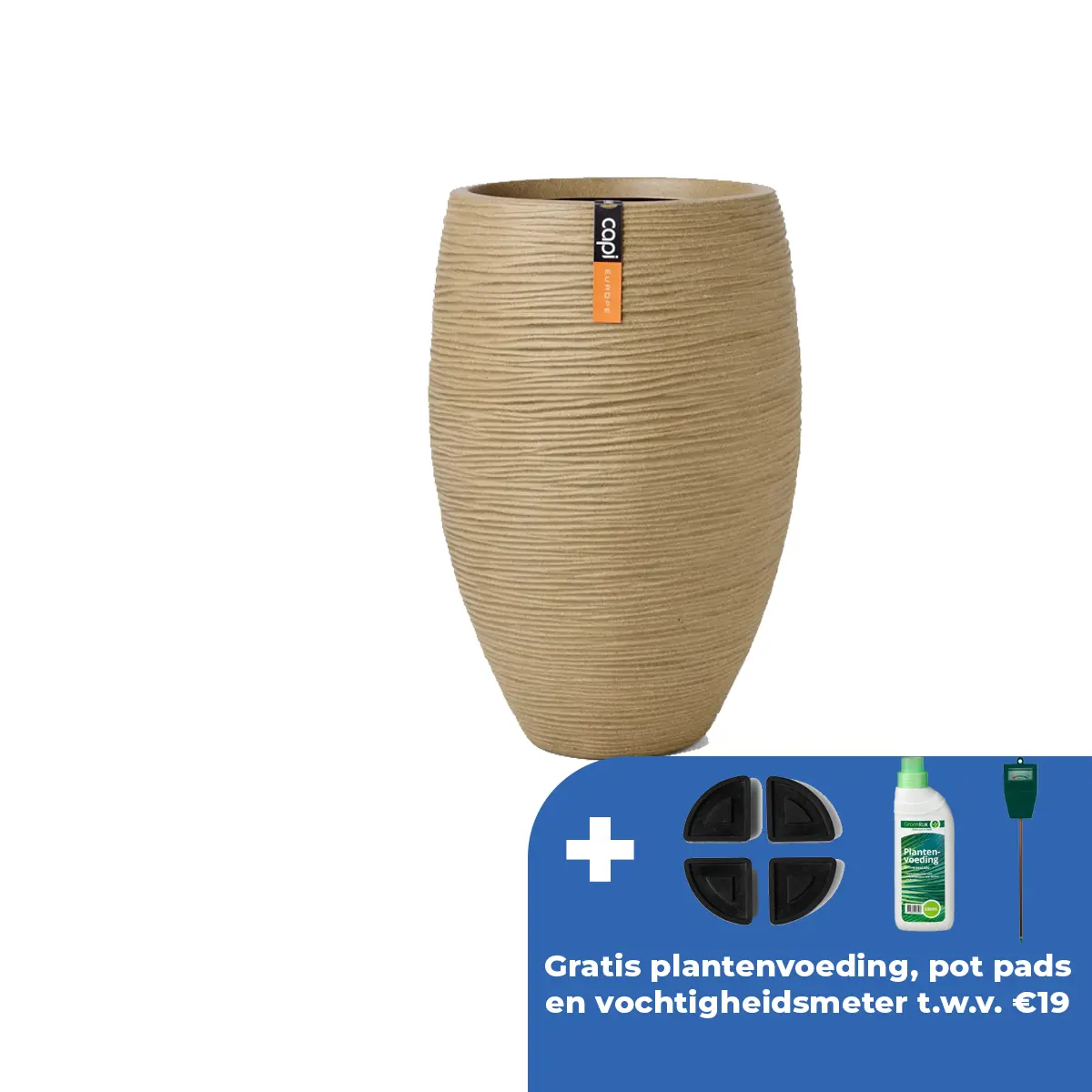 Capi Europe Vaas elegant rib nl d50h72cm beige