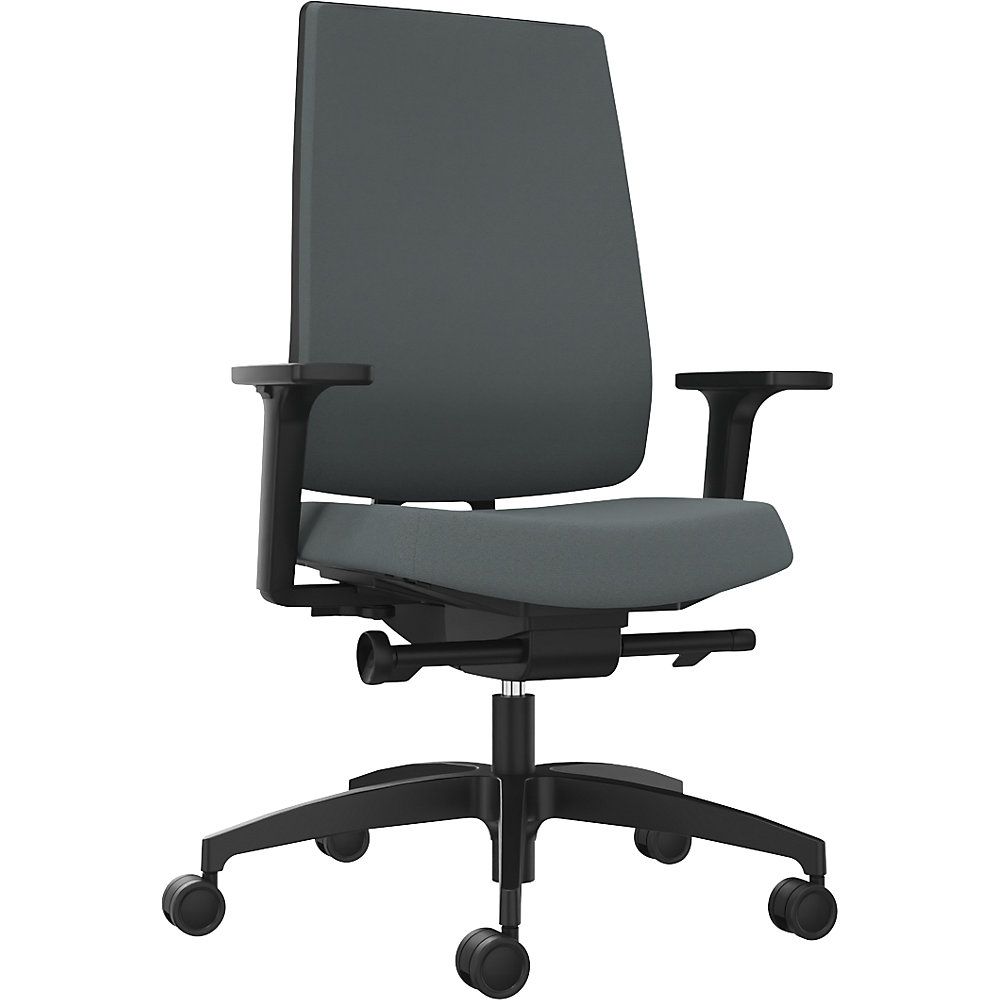 Dauphin Bureaudraaistoel INDEED, met tegendrukregeling, gestoffeerde rugleuning grijs