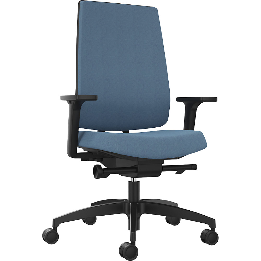Dauphin Bureaudraaistoel INDEED, met tegendrukregeling, gestoffeerde rugleuning waterblauw