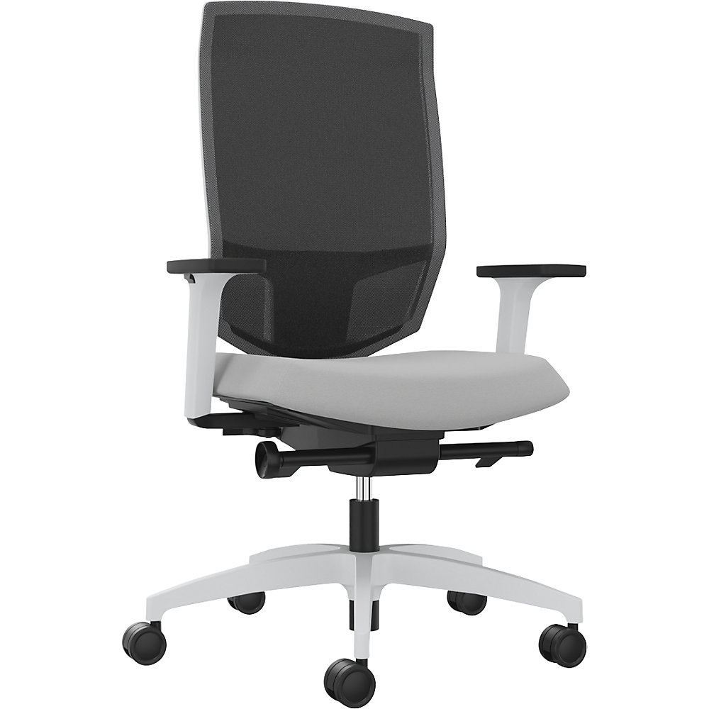 Dauphin Bureaudraaistoel JUST EVO MESH, met netrugleuning, wit, platinagrijs