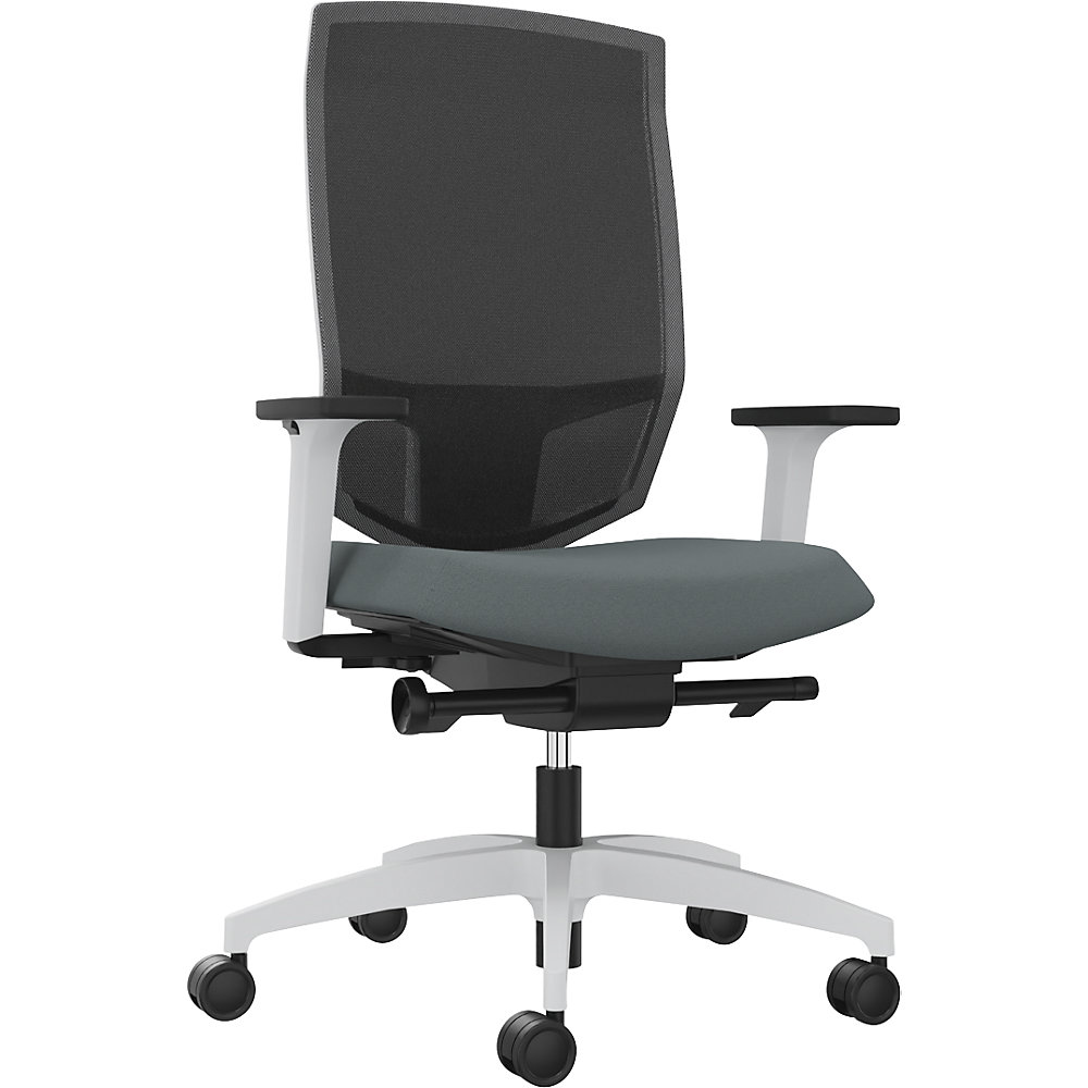 Dauphin Bureaudraaistoel JUST EVO MESH, met netrugleuning, wit, grijs