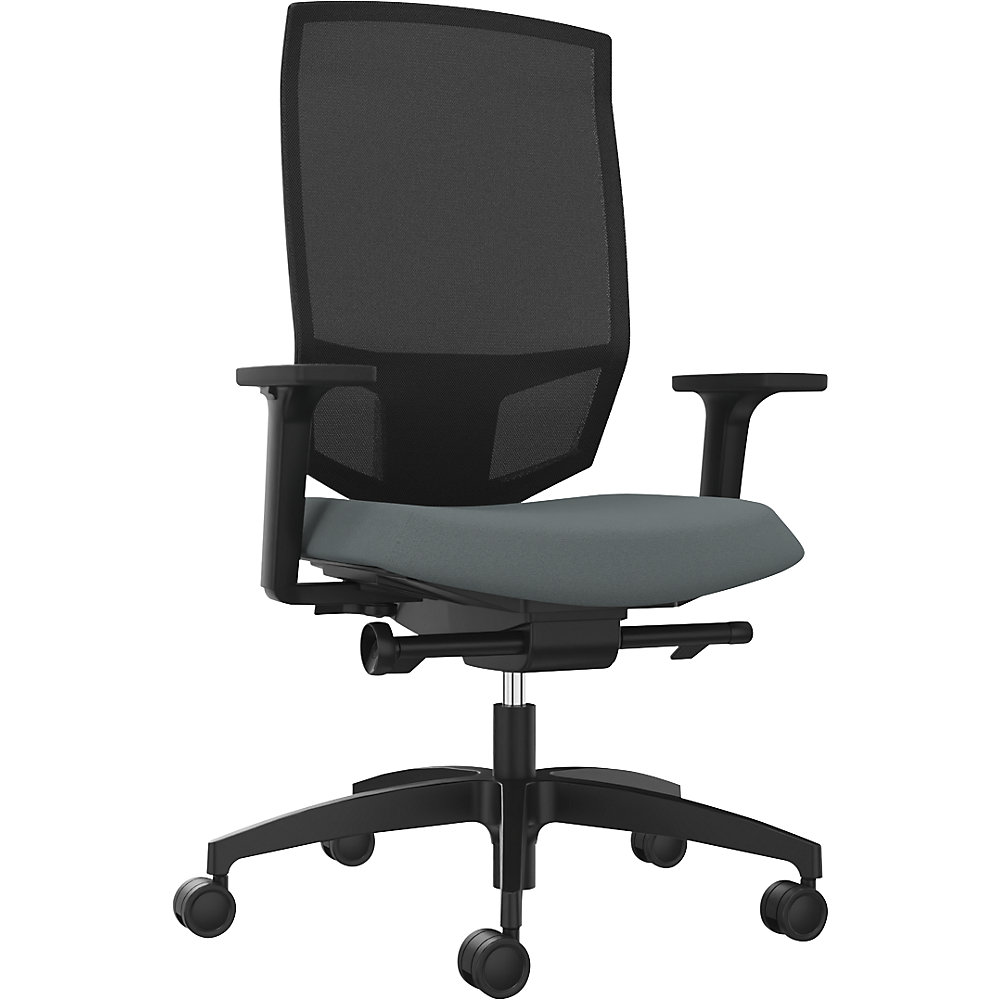 Dauphin Bureaudraaistoel JUST EVO MESH, met netrugleuning, zwart, grijs