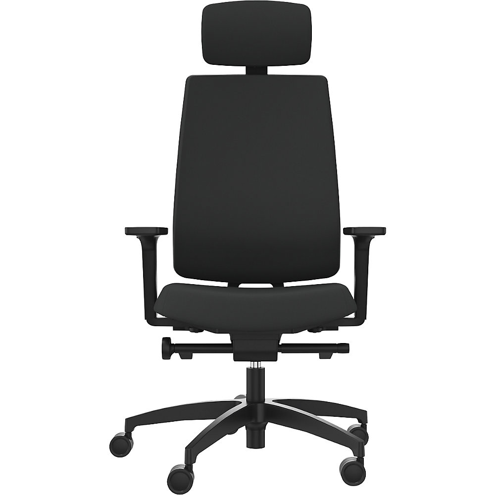 Dauphin Bureaudraaistoel INDEED, met instelbare tegendruk, hoofdsteun, zwarte gewatteerde rugleuning