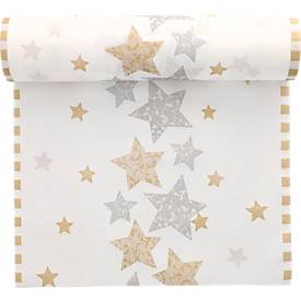 Papstar Stardust tafelloper, stofachtig, airlaid, op rol, L 24 m x B 40 cm