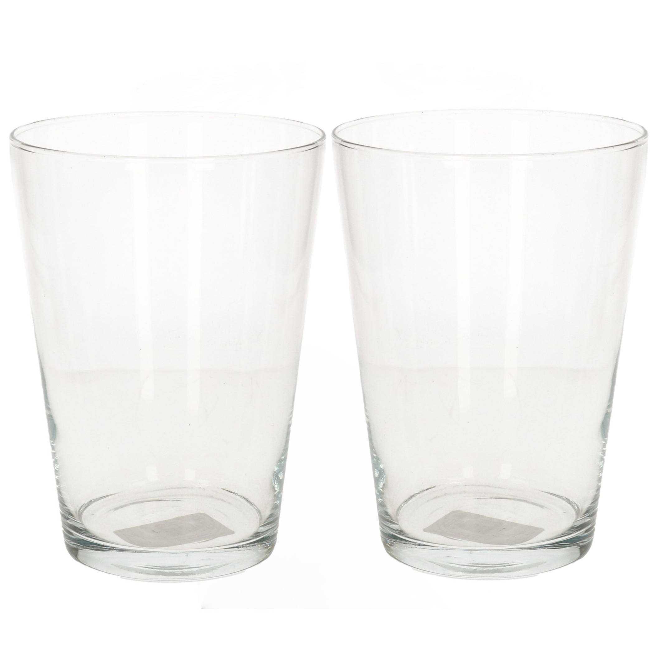 Bellatio flowers & plants Conische vaas basic - Set van 2x stuks - glas - 19 cm - transparant - bloemenvaas -