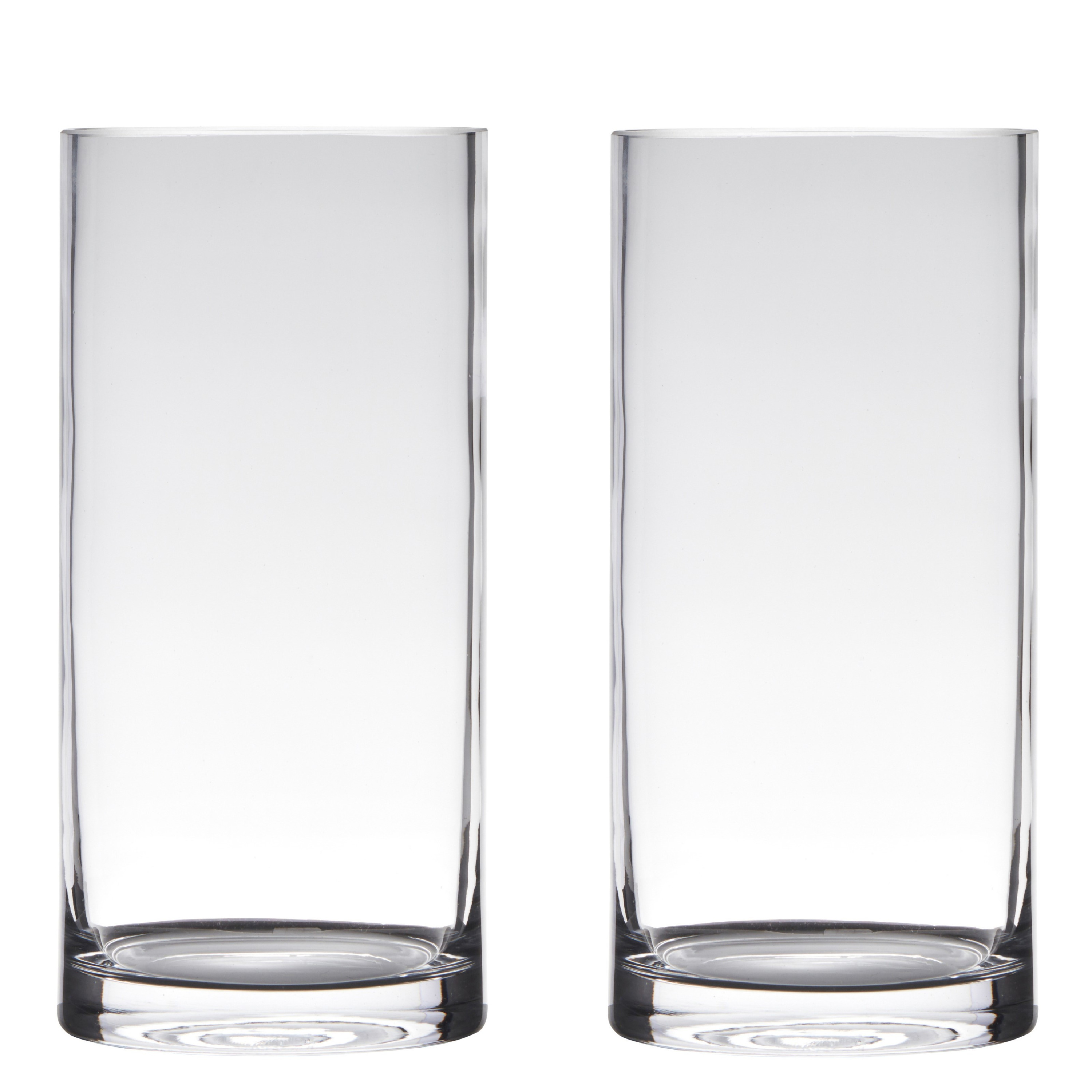 Merkloos Hakbijl Glass Vaas - Set van 2x stuks - cilinder - glas - transparant - 15 x 35 cm - vazen -