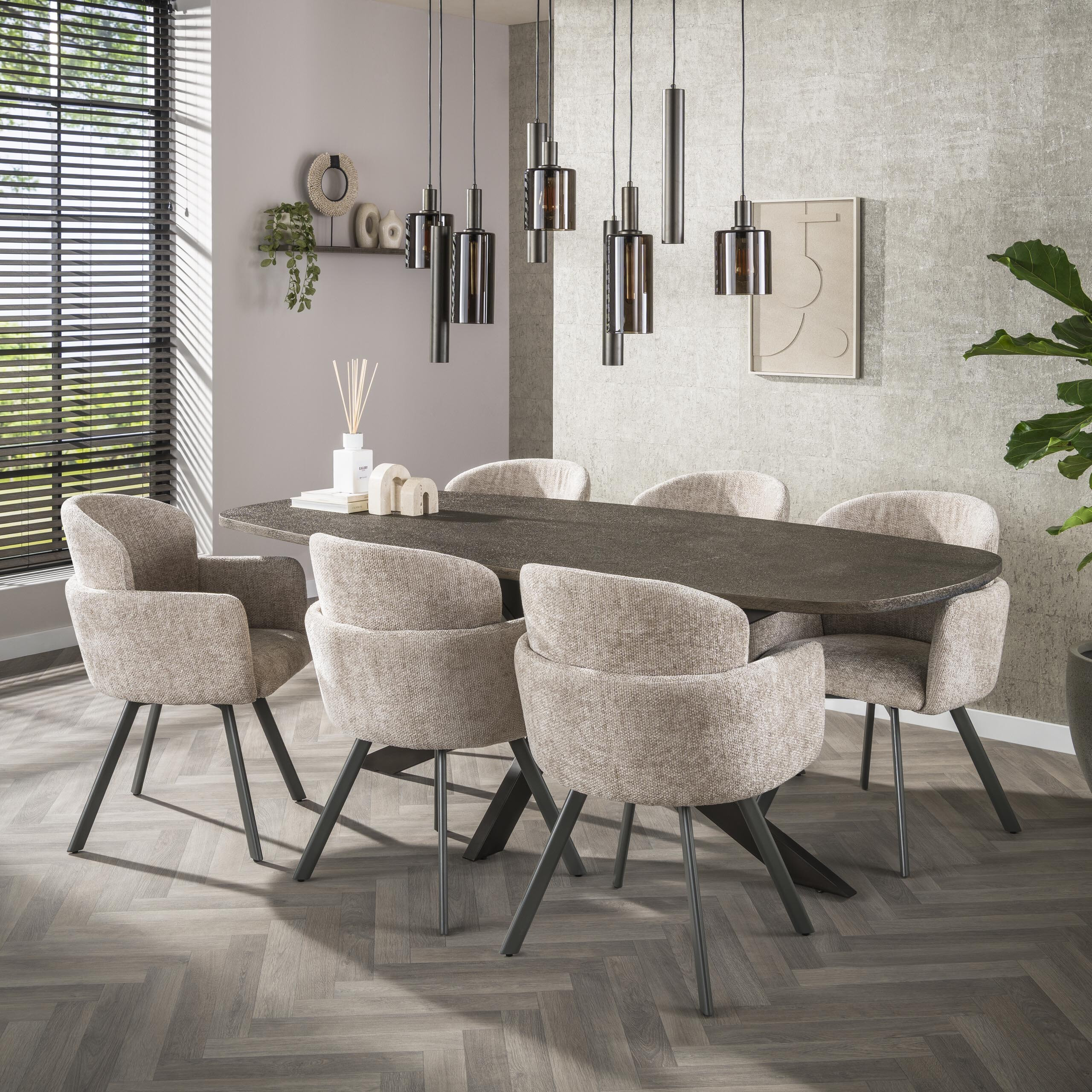 LifestyleFurn Deens Ovale Eettafel Shakira Liquid Metal, 215 x 105cm - Brons