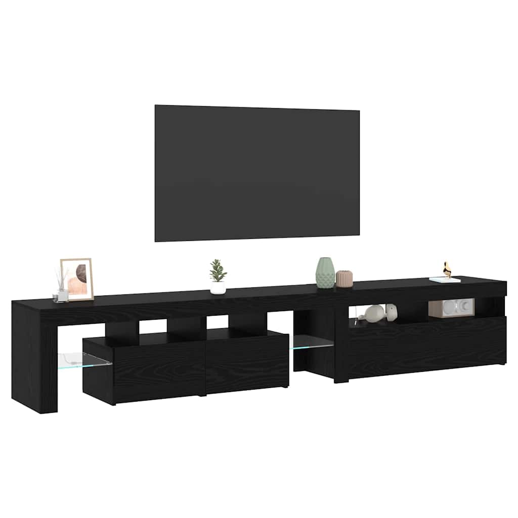 vidaXL TV-kast 2 pcs Zwart Eiken 260 x 37 x 40 cm Bewerkt hout
