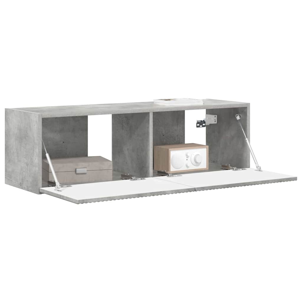 vidaXL TV Wandkast Wandgemonteerd Beton 60 x 31 x 29.5 cm Bewerkt hout
